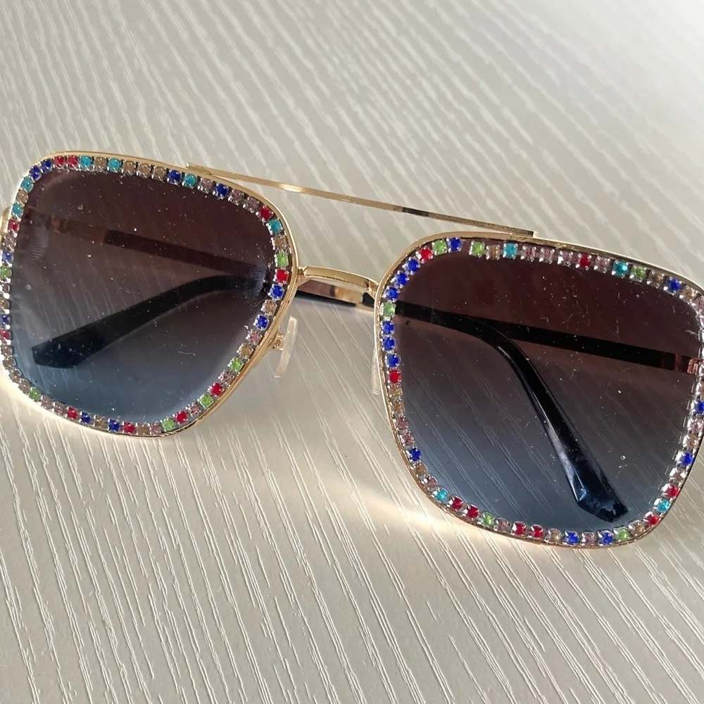 Oversized Statement Sunglasses Set Retro Glam Rhinestone Festival Shades